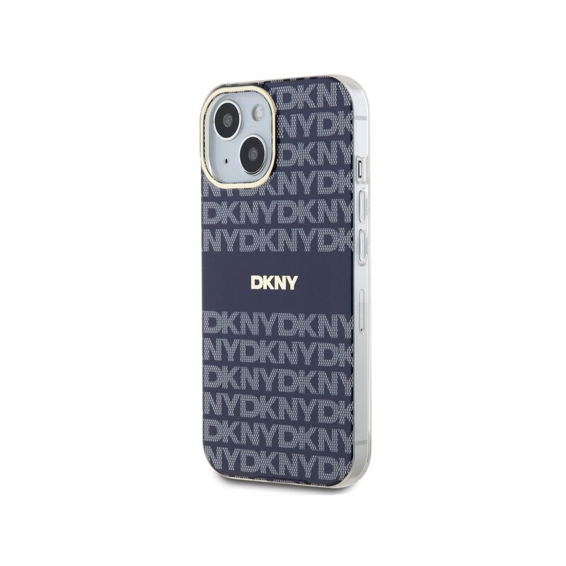 Husa iPhone 15 DKNY IML Mono & Stripe MagSafe, albastru, DKHMP15SHRHSEB