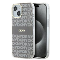Husa iPhone 15 DKNY IML Mono & Stripe MagSafe, bej, DKHMP15SHRHSEE