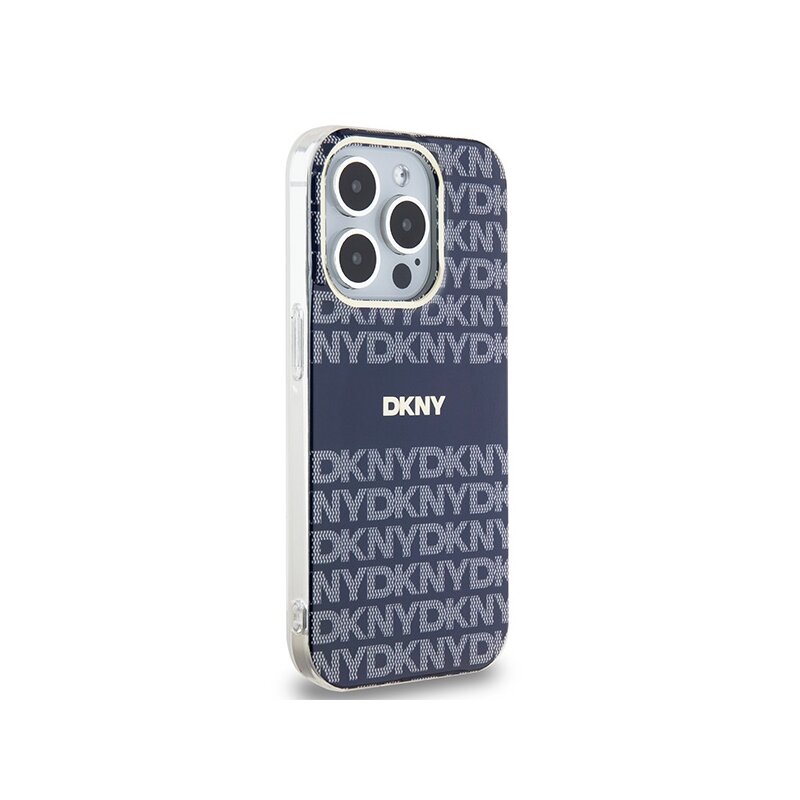 Husa iPhone 15 Pro DKNY IML Mono & Stripe MagSafe, albastru, DKHMP15LHRHSEB