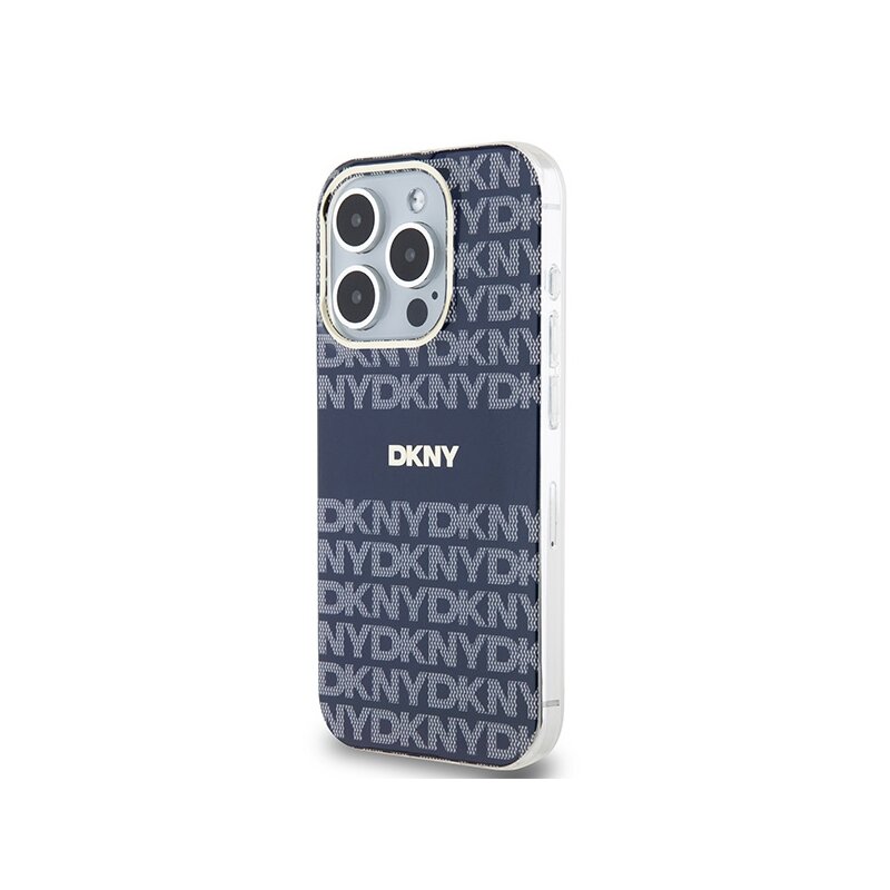 Husa iPhone 15 Pro DKNY IML Mono & Stripe MagSafe, albastru, DKHMP15LHRHSEB