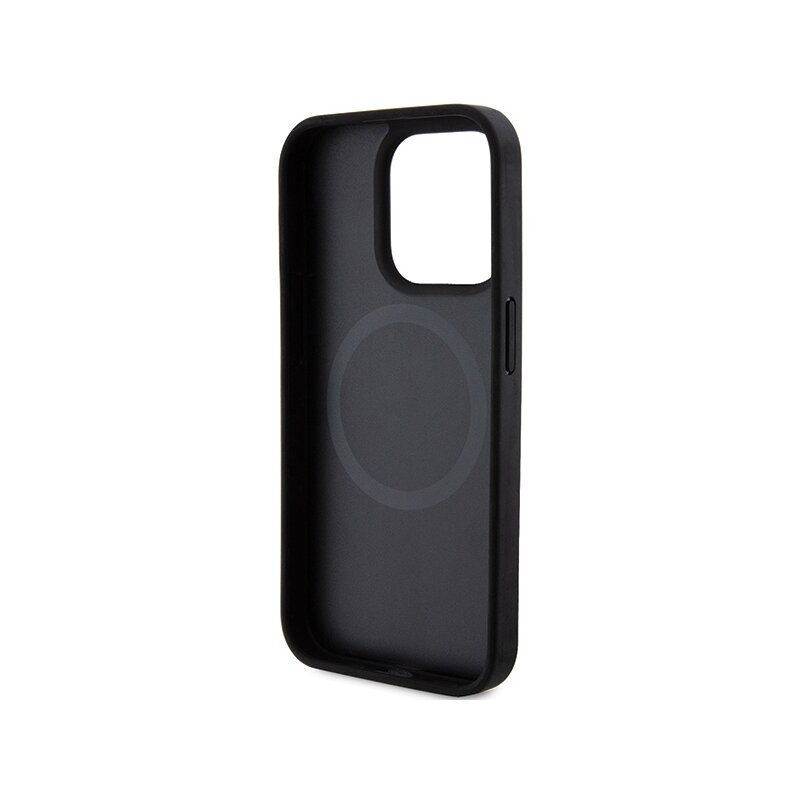 Husa piele iPhone 15 Pro DKNY Leather Printed Pattern Metal Logo MagSafe, negru, DKHMP15LPSOSPK