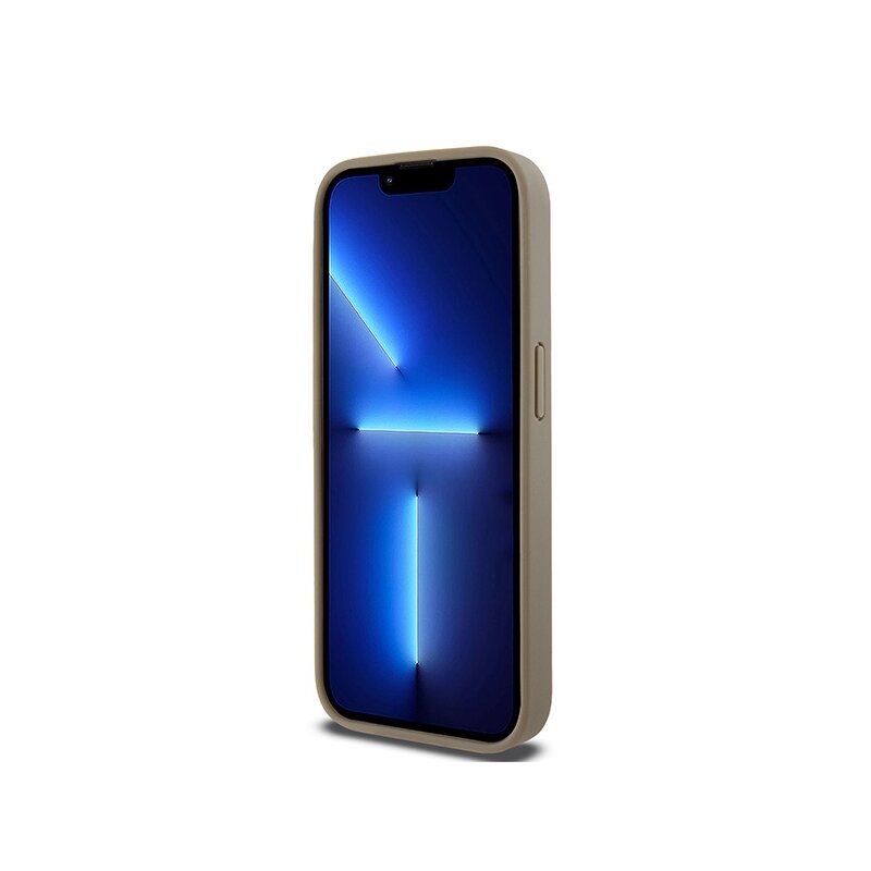 Husa piele iPhone 15 Pro DKNY Leather Printed Pattern Metal Logo MagSafe, maro, DKHMP15LPSOSPW