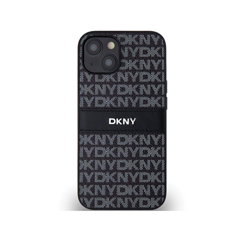 Husa piele iPhone 15 Plus DKNY Leather Mono Stripe & Metal Logo, negru, DKHCP15MPRTHSLK