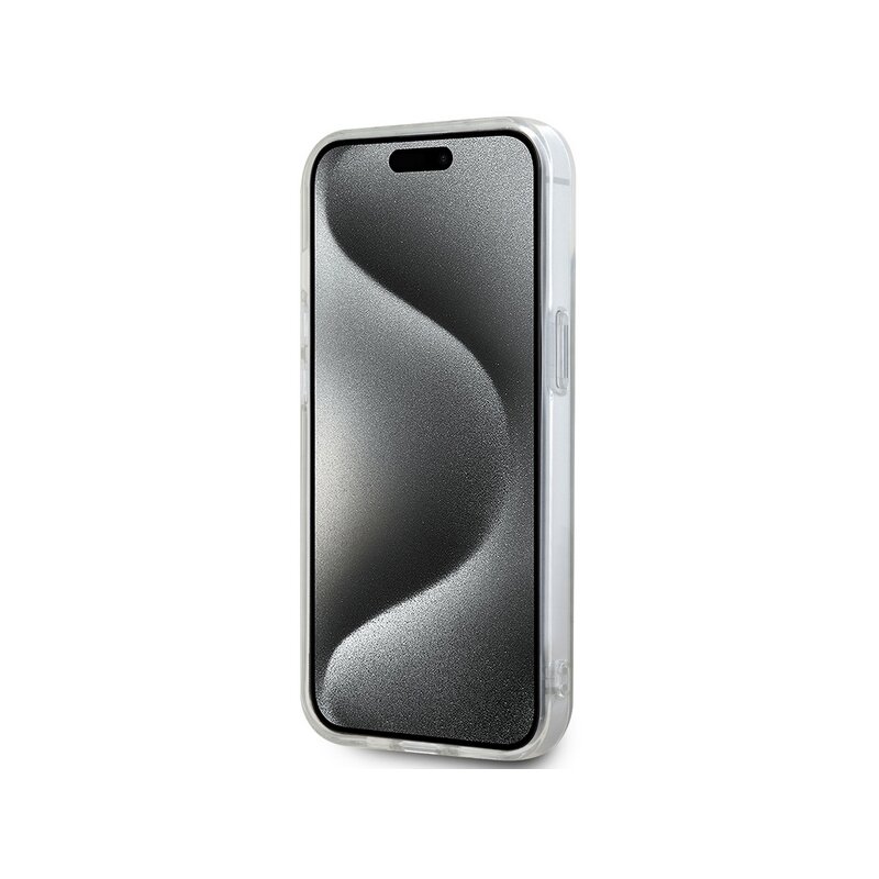 Husa iPhone 15 Plus DKNY IML Checkered Mono Pattern & Printed Stripes MagSafe, bej, DKHMP15MHCPTSE