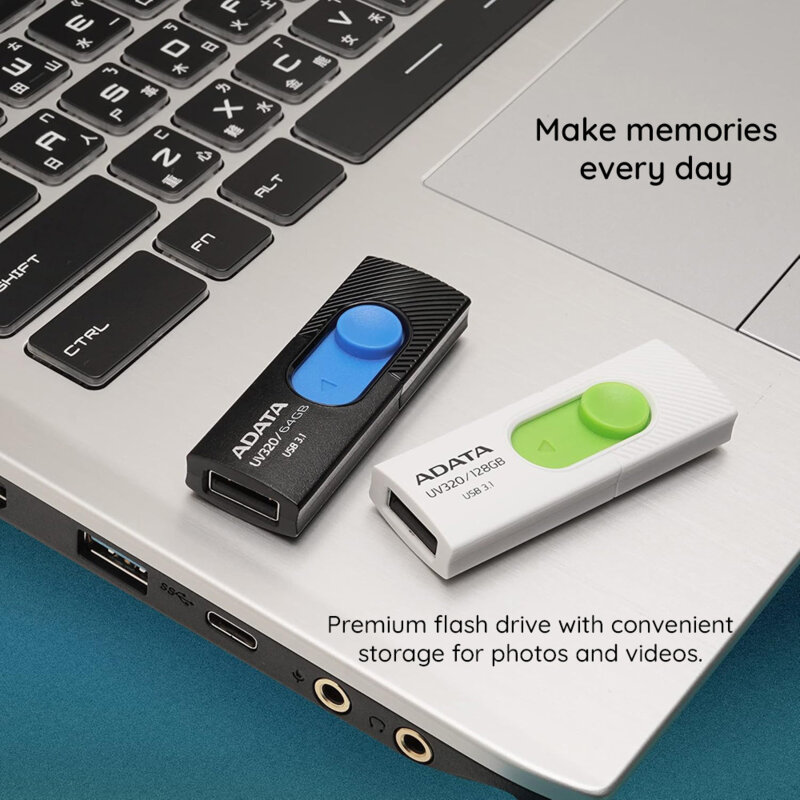 Memorie externa 128GB Adata, USB 3.1, AUV320-128G-RWHGN, alb/verde