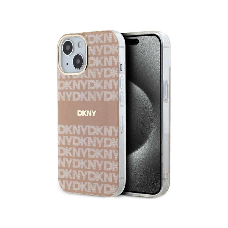 Husa iPhone 15 DKNY IML Mono & Stripe MagSafe, roz, DKHMP15SHRHSEP