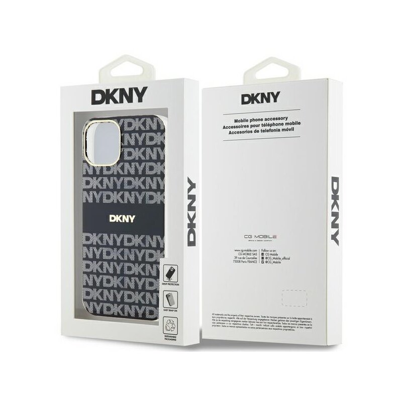 Husa iPhone 15 Plus DKNY IML Mono & Stripe MagSafe, negru, DKHMP15MHRHSEK