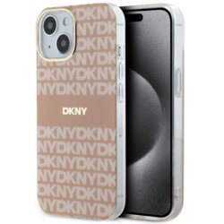 Husa iPhone 15 Plus DKNY IML Mono & Stripe MagSafe, roz, DKHMP15MHRHSEP