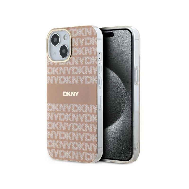 Husa iPhone 15 Plus DKNY IML Mono & Stripe MagSafe, roz, DKHMP15MHRHSEP