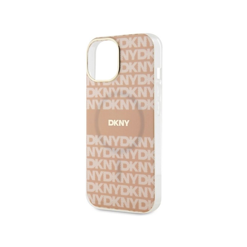 Husa iPhone 15 Plus DKNY IML Mono & Stripe MagSafe, roz, DKHMP15MHRHSEP