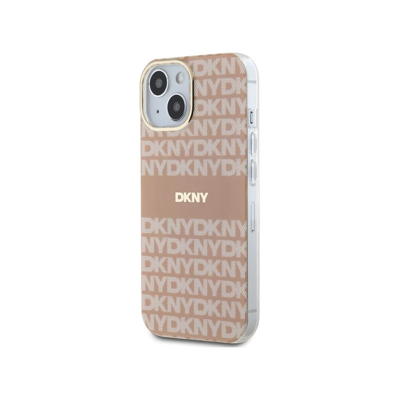 Husa iPhone 15 Plus DKNY IML Mono & Stripe MagSafe, roz, DKHMP15MHRHSEP