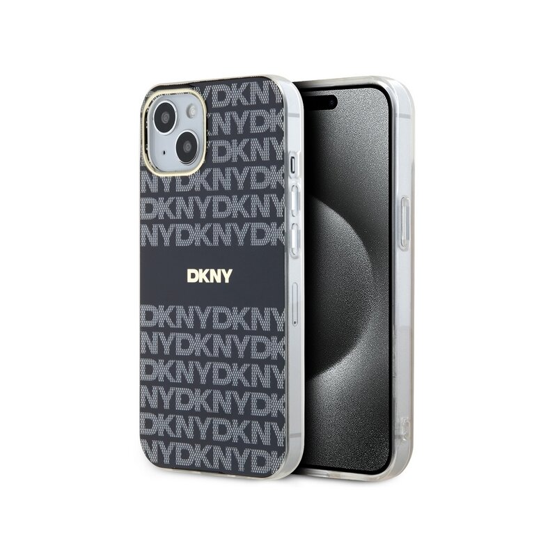 Husa iPhone 15 DKNY IML Mono & Stripe MagSafe, negru, DKHMP15SHRHSEK