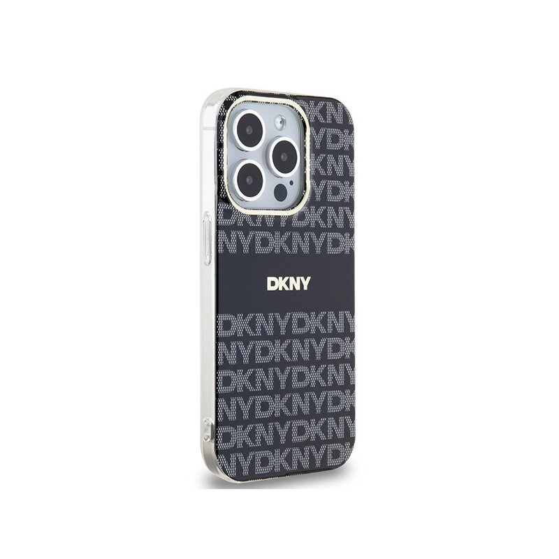 Husa iPhone 15 Pro DKNY IML Mono & Stripe MagSafe, negru, DKHMP15LHRHSEK