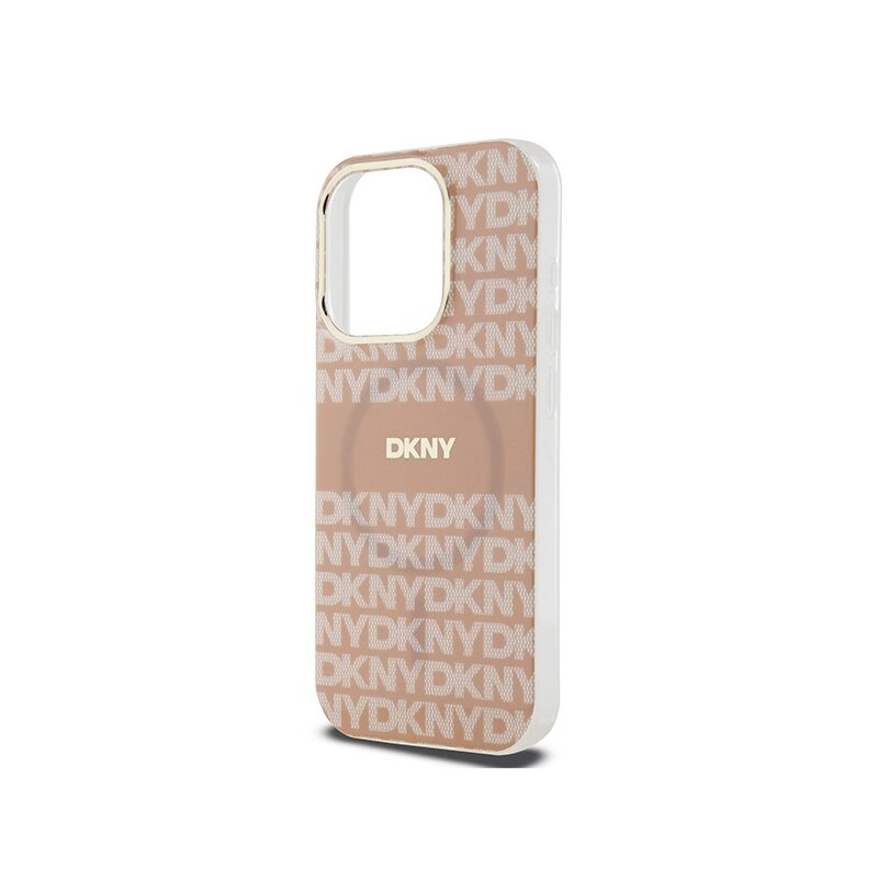 Husa iPhone 15 Pro DKNY IML Mono & Stripe MagSafe, roz, DKHMP15LHRHSEP