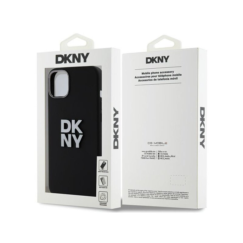 Husa iPhone 15 Plus DKNY Hardcase Liquid Silicone Metal Logo, negru, DKHCP15MSMCBSK