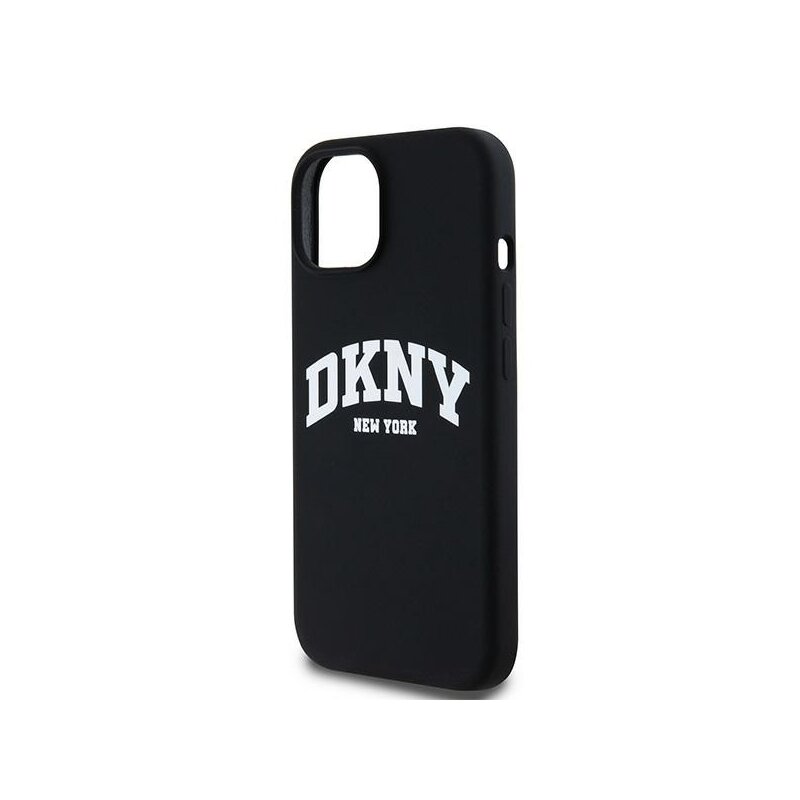Husa iPhone 15 DKNY Hardcase Liquid Silicone White Printed Logo MagSafe, negru, DKHMP15SSNYACH