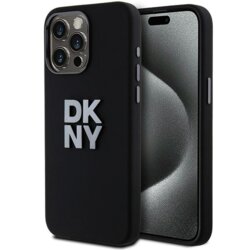 Husa iPhone 15 Pro Max DKNY Hardcase Liquid Silicone Metal Logo, negru, DKHCP15XSMCBSK