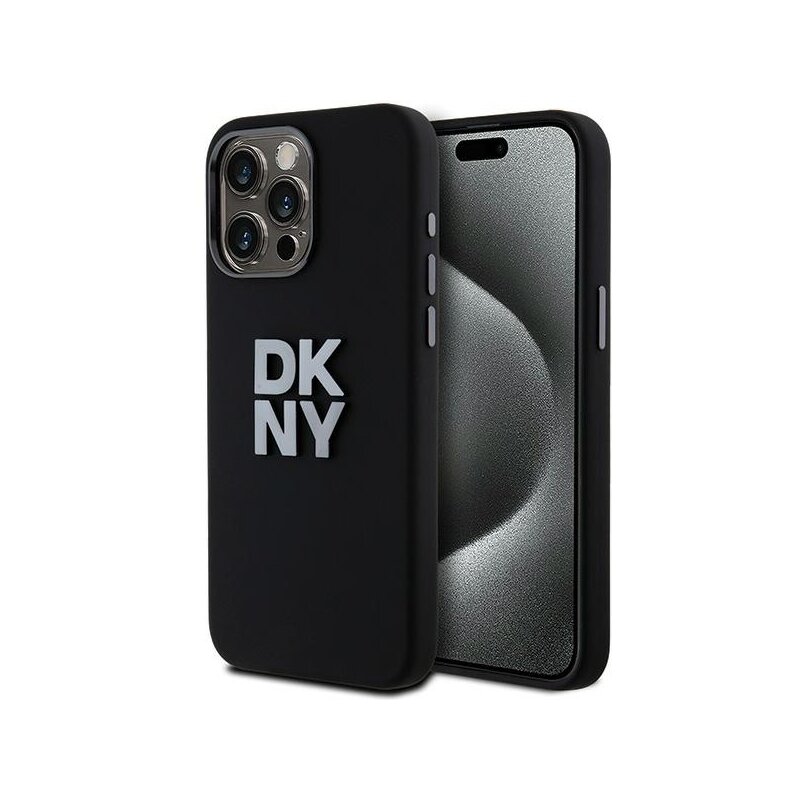 Husa iPhone 15 Pro Max DKNY Hardcase Liquid Silicone Metal Logo, negru, DKHCP15XSMCBSK