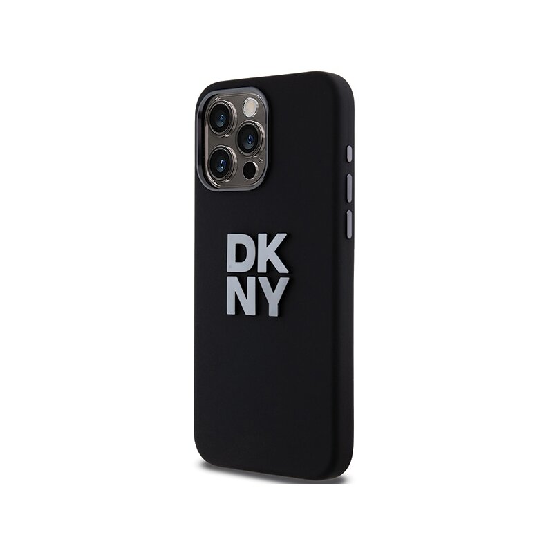 Husa iPhone 15 Pro Max DKNY Hardcase Liquid Silicone Metal Logo, negru, DKHCP15XSMCBSK