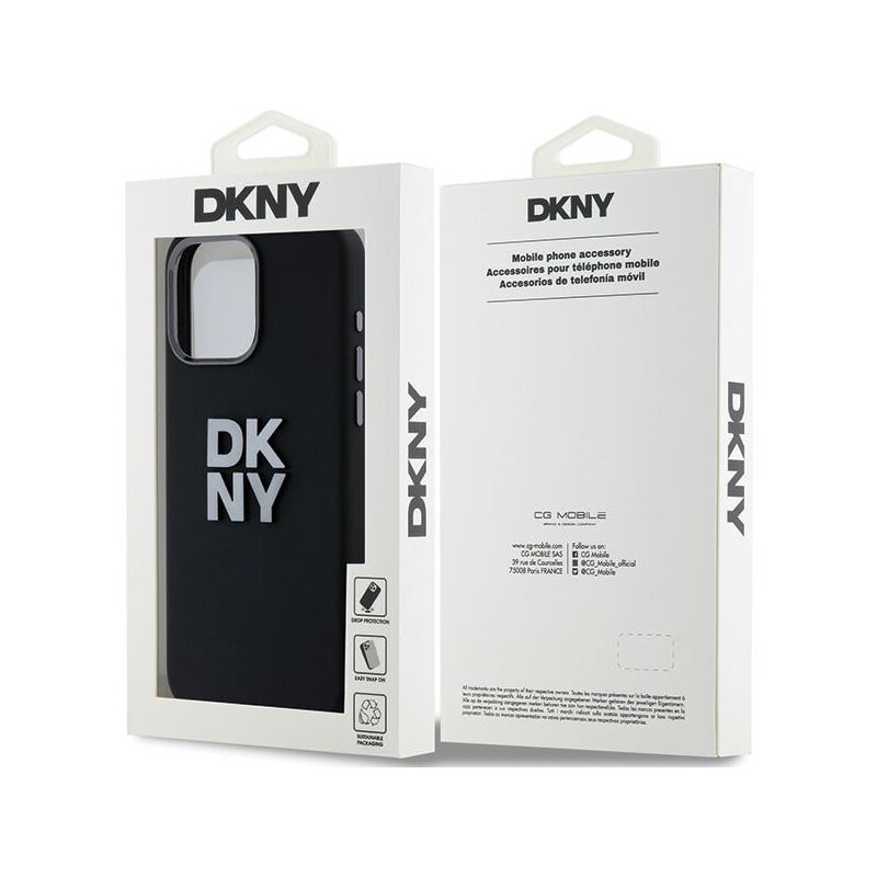 Husa iPhone 15 Pro Max DKNY Hardcase Liquid Silicone Metal Logo, negru, DKHCP15XSMCBSK