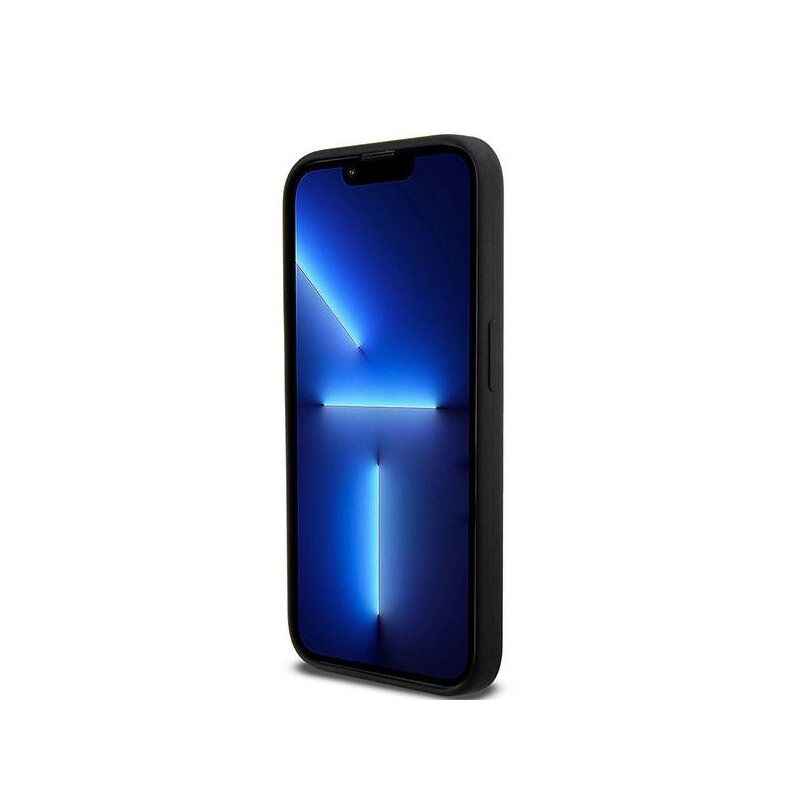 Husa iPhone 15 Pro DKNY Hardcase Liquid Silicone White Printed Logo MagSafe, negru, DKHMP15LSNYACH