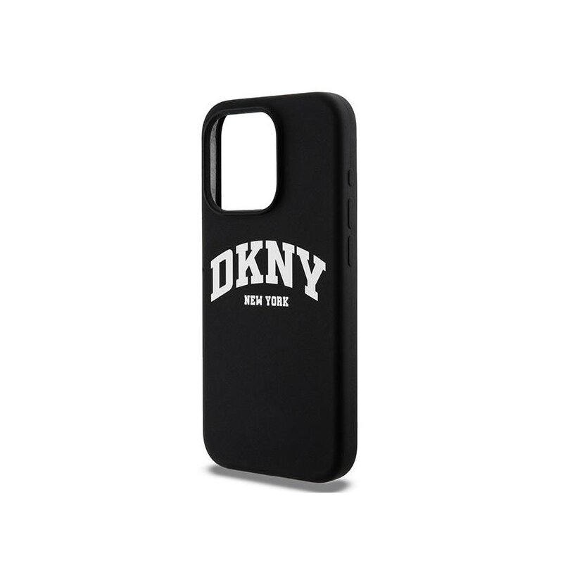 Husa iPhone 15 Pro DKNY Hardcase Liquid Silicone White Printed Logo MagSafe, negru, DKHMP15LSNYACH