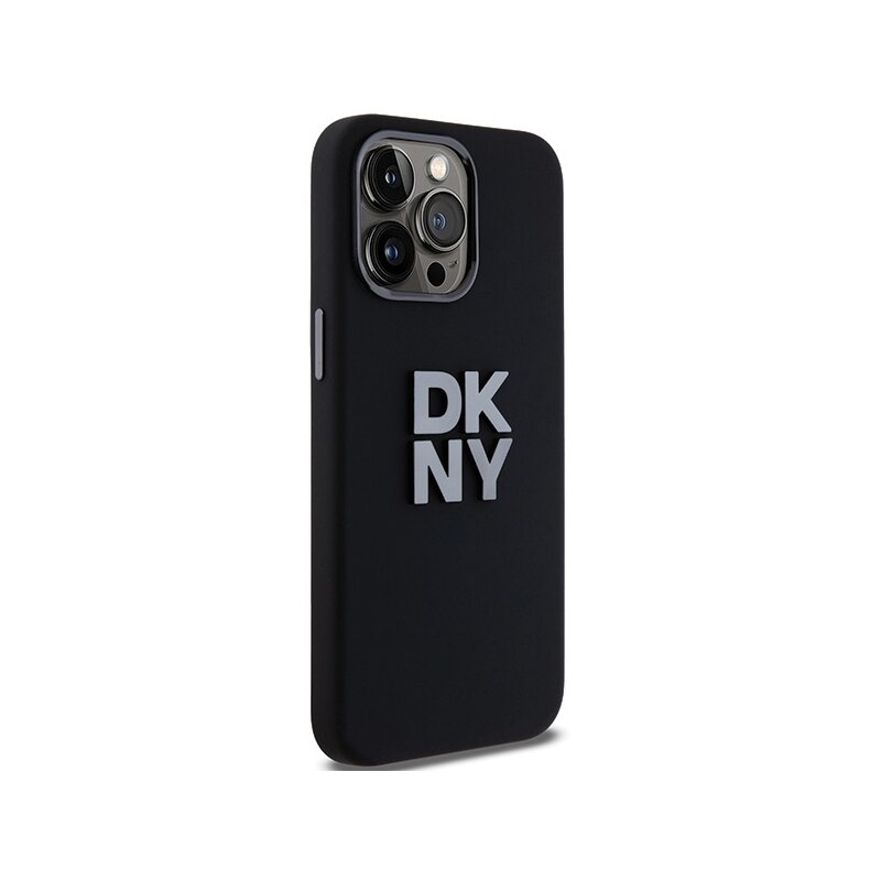 Husa iPhone 15 Pro DKNY Hardcase Liquid Silicone Metal Logo, negru, DKHCP15LSMCBSK