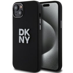 Husa iPhone 15 DKNY Hardcase Liquid Silicone Metal Logo, negru, DKHCP15SSMCBSK