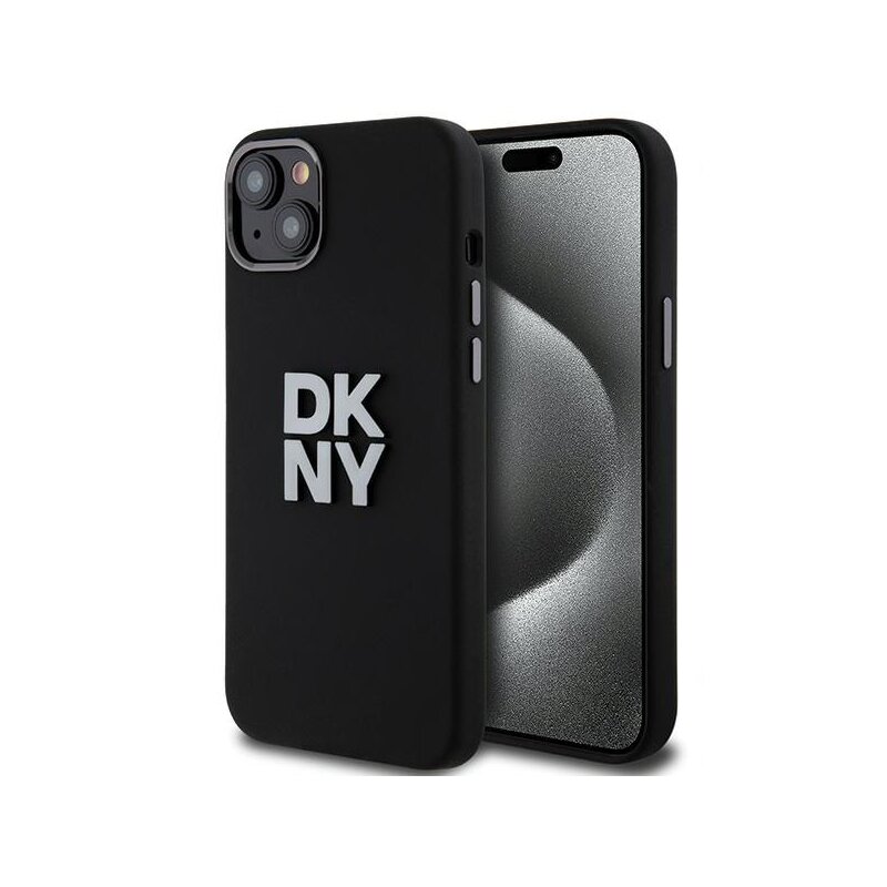 Husa iPhone 15 DKNY Hardcase Liquid Silicone Metal Logo, negru, DKHCP15SSMCBSK