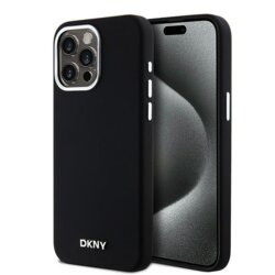 Husa iPhone 15 Pro Max DKNY Hardcase Liquid Silicone Small Metal Logo MagSafe, negru, DKHMP15XSMCHLK