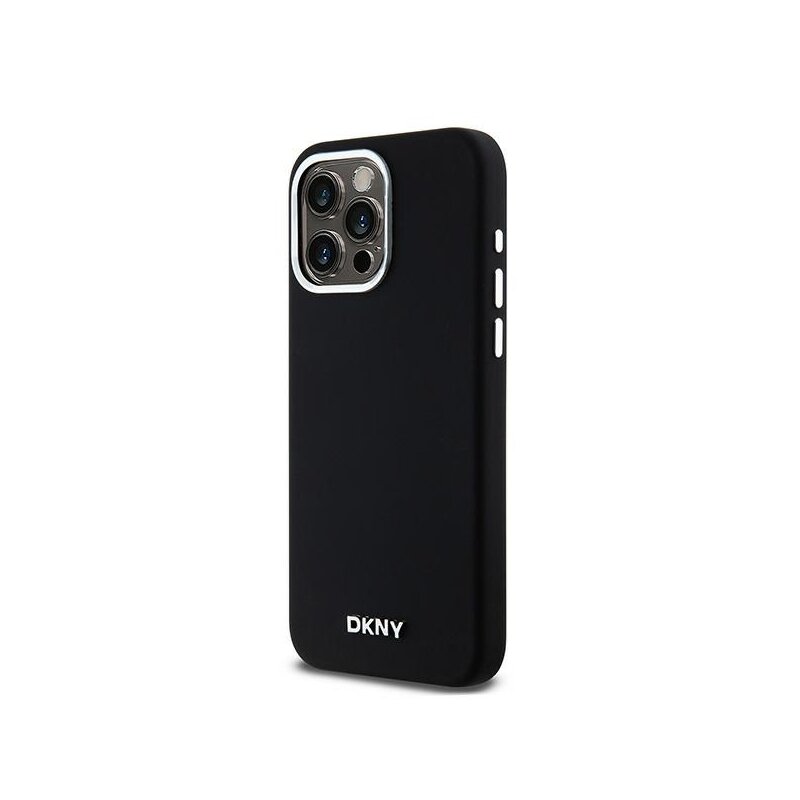 Husa iPhone 15 Pro Max DKNY Hardcase Liquid Silicone Small Metal Logo MagSafe, negru, DKHMP15XSMCHLK