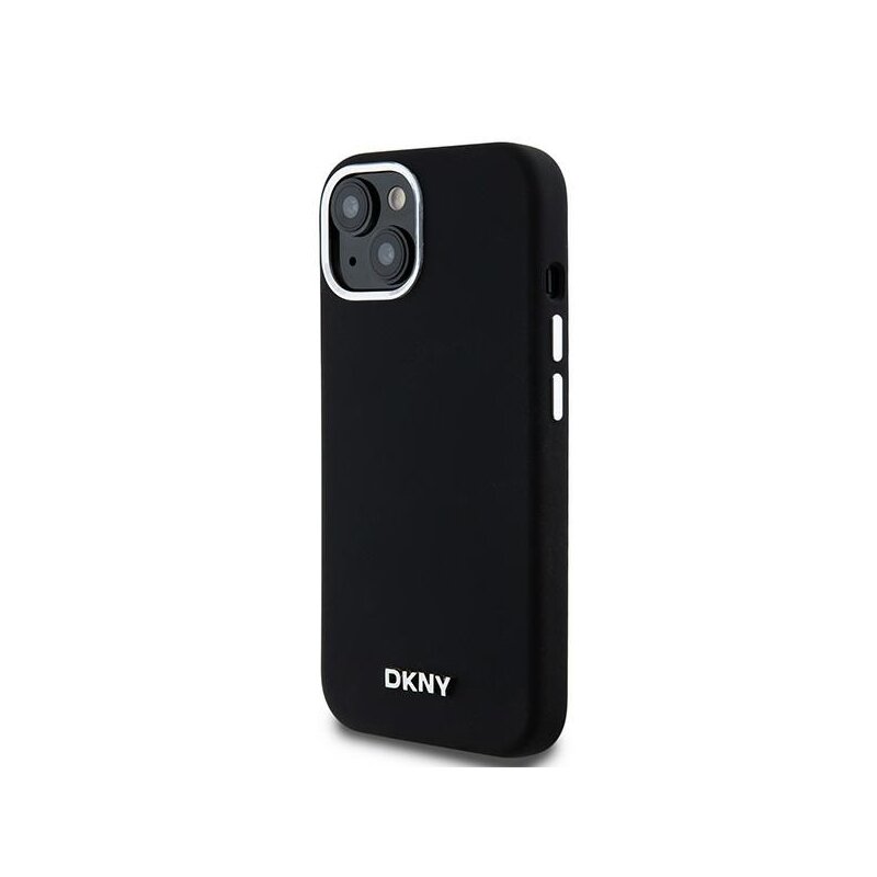Husa iPhone 15 Plus DKNY Hardcase Liquid Silicone Small Metal Logo MagSafe, negru, DKHMP15MSMCHLK