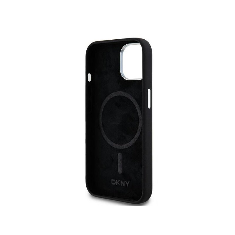 Husa iPhone 15 Plus DKNY Hardcase Liquid Silicone Small Metal Logo MagSafe, negru, DKHMP15MSMCHLK