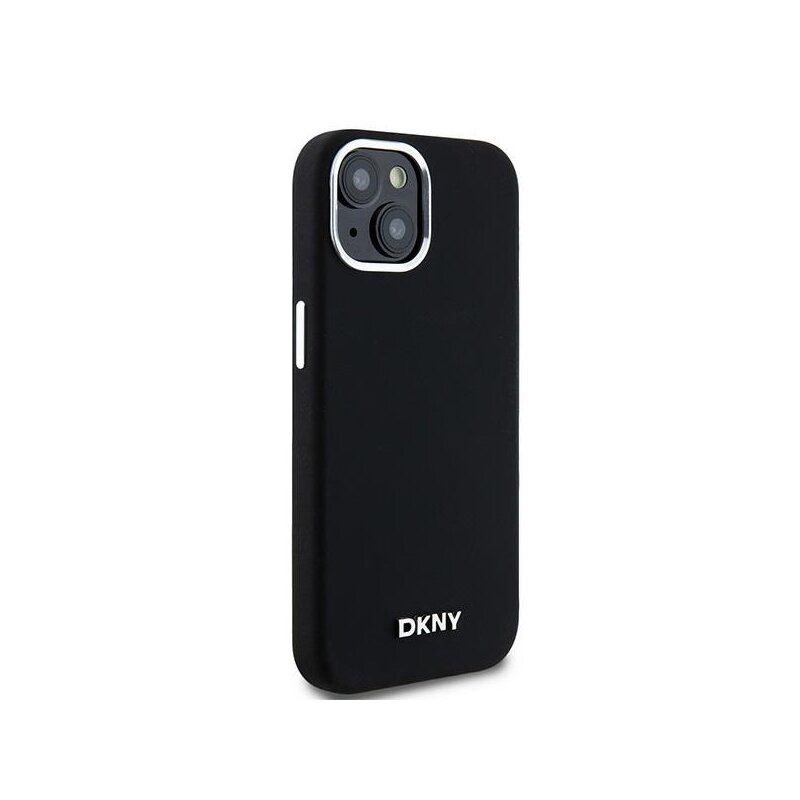 Husa iPhone 15 Plus DKNY Hardcase Liquid Silicone Small Metal Logo MagSafe, negru, DKHMP15MSMCHLK