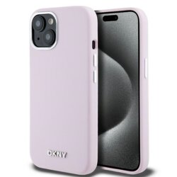 Husa iPhone 15 Plus DKNY Hardcase Liquid Silicone Small Metal Logo MagSafe, roz, DKHMP15MSMCHLP
