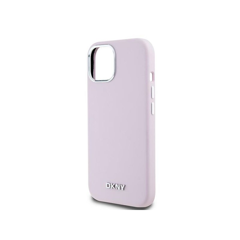 Husa iPhone 15 Plus DKNY Hardcase Liquid Silicone Small Metal Logo MagSafe, roz, DKHMP15MSMCHLP