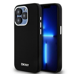 Husa iPhone 15 Pro DKNY Hardcase Liquid Silicone Small Metal Logo MagSafe, negru, DKHMP15LSMCHLK