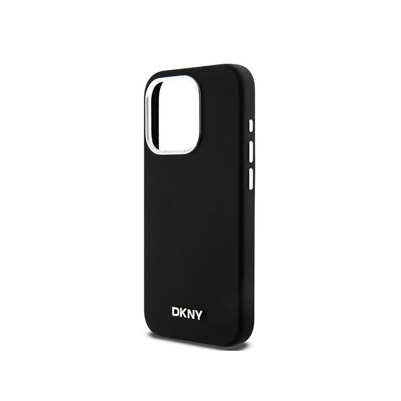 Husa iPhone 15 Pro DKNY Hardcase Liquid Silicone Small Metal Logo MagSafe, negru, DKHMP15LSMCHLK