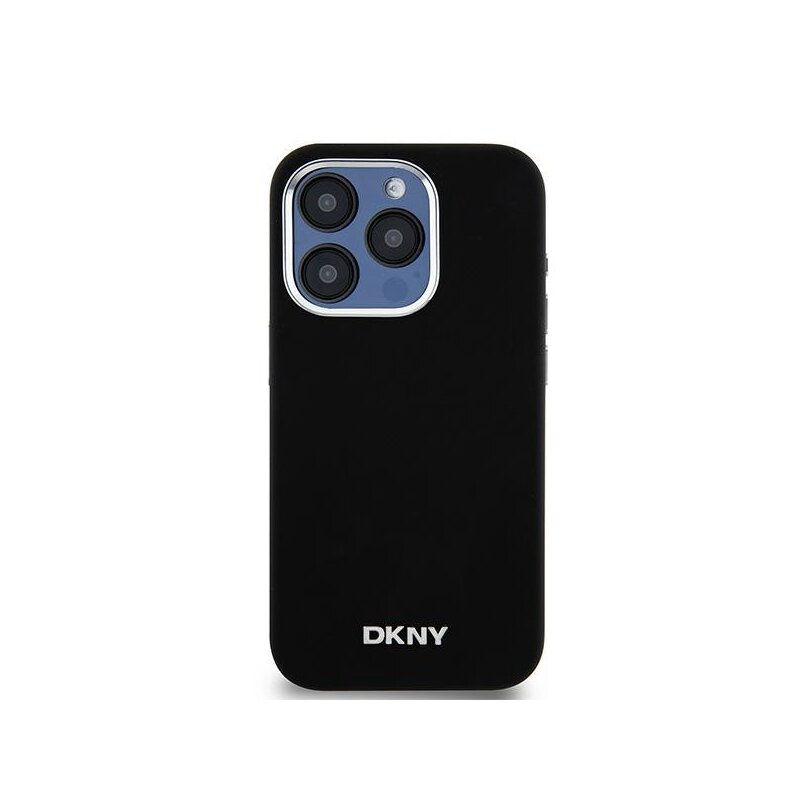 Husa iPhone 15 Pro DKNY Hardcase Liquid Silicone Small Metal Logo MagSafe, negru, DKHMP15LSMCHLK