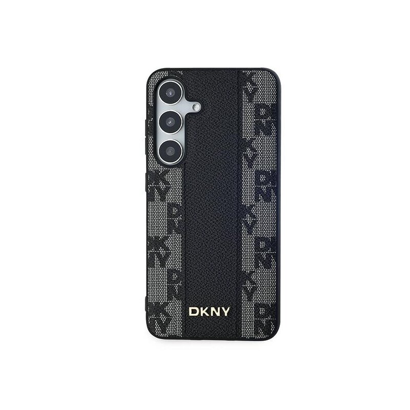 Husa piele Samsung Galaxy S24 DKNY Leather Checkered Mono Pattern MagSafe, negru, DKHMS24SPCPVSLK