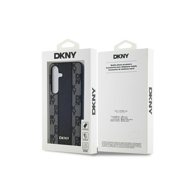 Husa piele Samsung Galaxy S24 Plus DKNY Leather Checkered Mono Pattern MagSafe, negru, DKHMS24MPCPVSLK