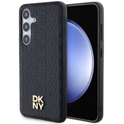 Husa piele Samsung Galaxy S24 Plus DKNY Leather Pattern Metal Logo MagSafe, negru, DKHMS24MPSHRPSK