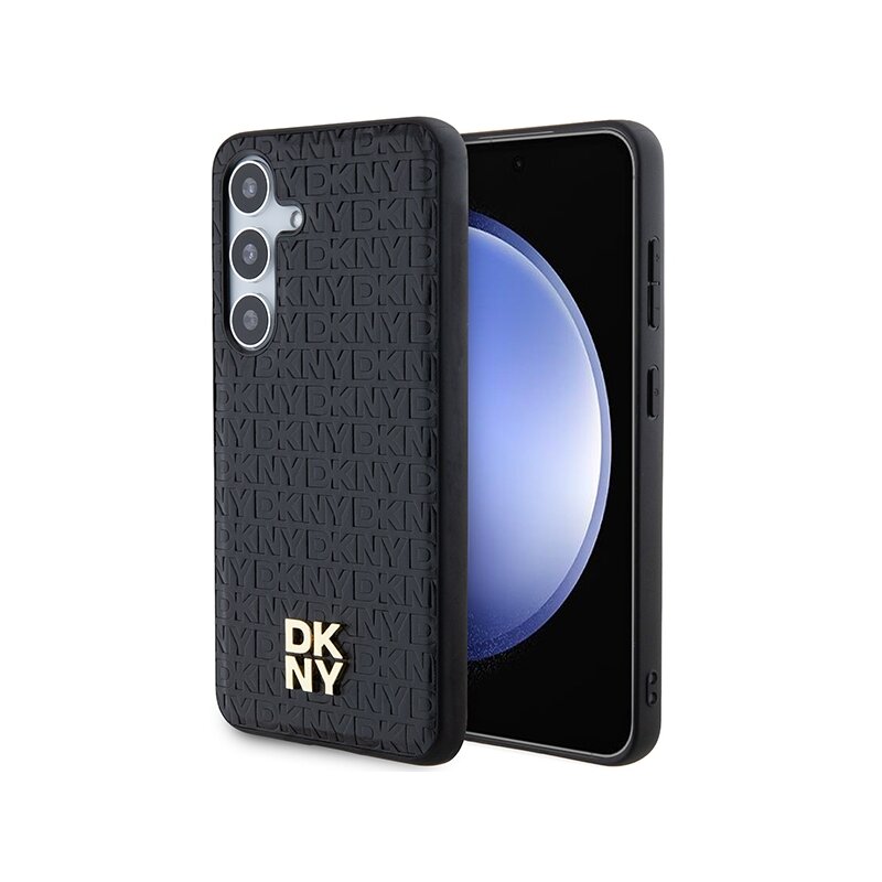 Husa piele Samsung Galaxy S24 Plus DKNY Leather Pattern Metal Logo MagSafe, negru, DKHMS24MPSHRPSK