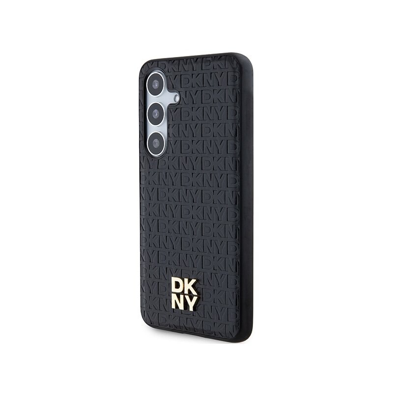 Husa piele Samsung Galaxy S24 Plus DKNY Leather Pattern Metal Logo MagSafe, negru, DKHMS24MPSHRPSK