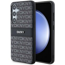 Husa piele Samsung Galaxy S24 DKNY Leather Mono Stripe & Metal Logo, negru, DKHCS24SPRTHSLK