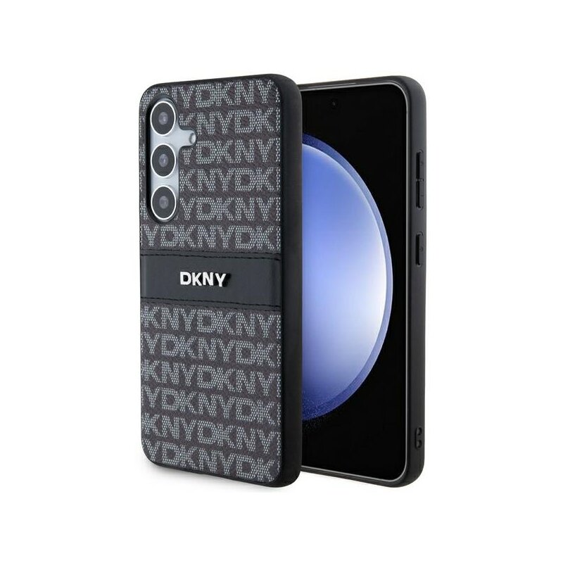 Husa piele Samsung Galaxy S24 DKNY Leather Mono Stripe & Metal Logo, negru, DKHCS24SPRTHSLK