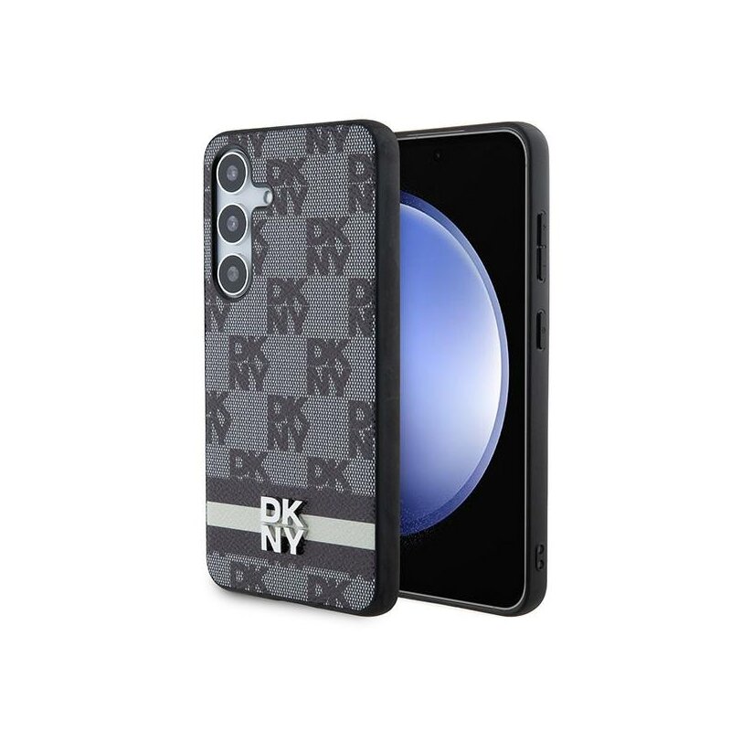 Husa piele Samsung Galaxy S24 DKNY Leather Checkered Mono Pattern & Printed Stripes, negru, DKHCS24SPCPTSSK