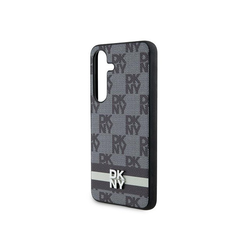 Husa piele Samsung Galaxy S24 DKNY Leather Checkered Mono Pattern & Printed Stripes, negru, DKHCS24SPCPTSSK