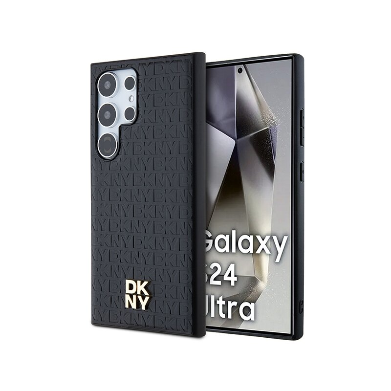 Husa piele Samsung Galaxy S24 Ultra DKNY Leather Pattern Metal Logo MagSafe, negru, DKHMS24LPSHRPSK