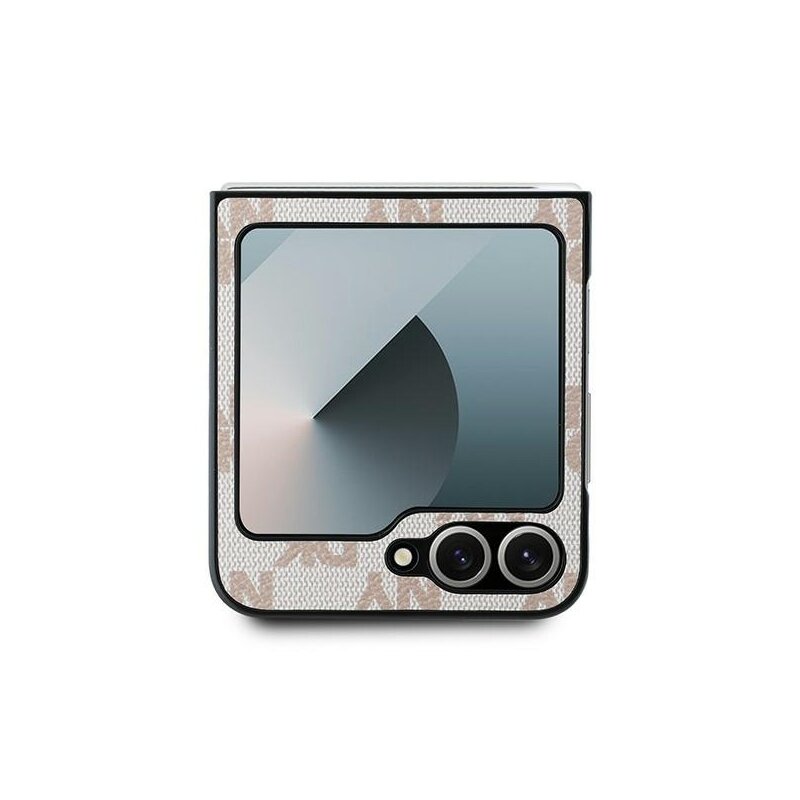 Husa piele Samsung Galaxy Z Flip6 DKNY Leather Chequered Pattern Printed Stripes, roz, DKHCZF6PCPTSSP